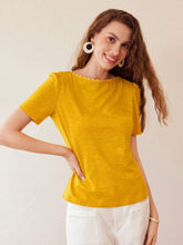 MOTF PREMIUM SOLID KEYHOLE LACE BACK SHORT SLEEVE TEE